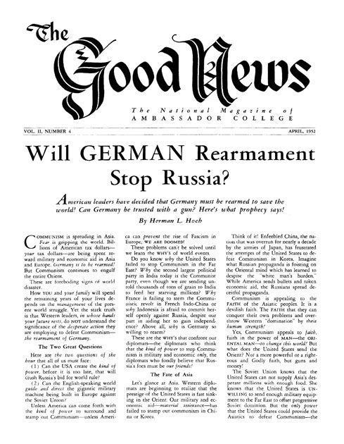 The Good News - 1952 April - Herbert W. Armstrong
