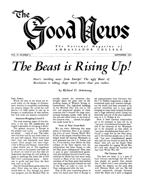 The Good News - 1952 September - Herbert W. Armstrong