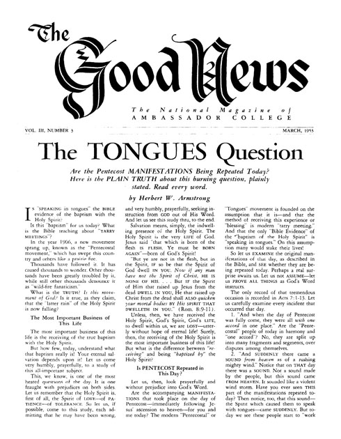 The Good News - 1953 March - Herbert W. Armstrong