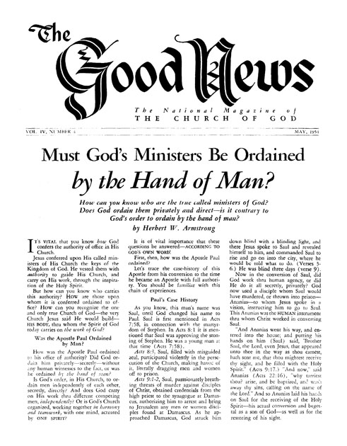 The Good News - 1954 May - Herbert W. Armstrong