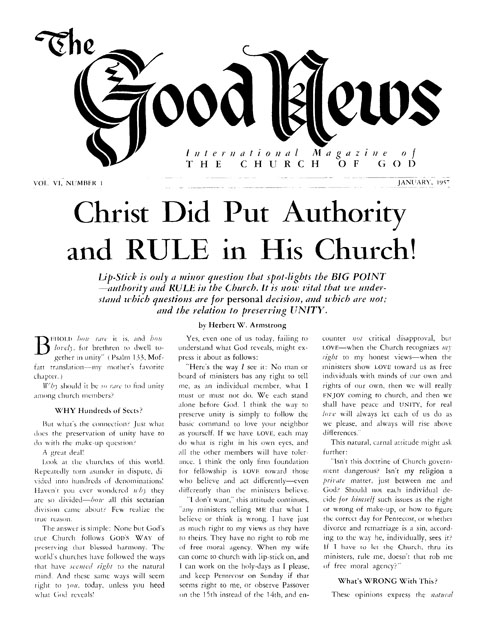The Good News - 1957 January - Herbert W. Armstrong