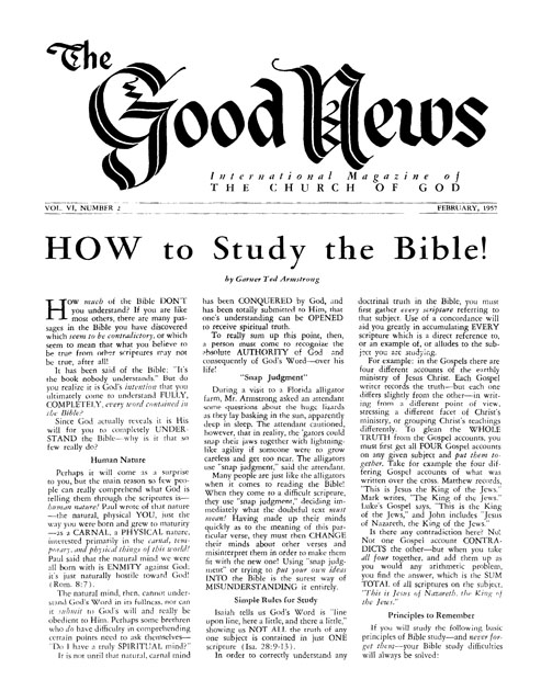 The Good News - 1957 February - Herbert W. Armstrong