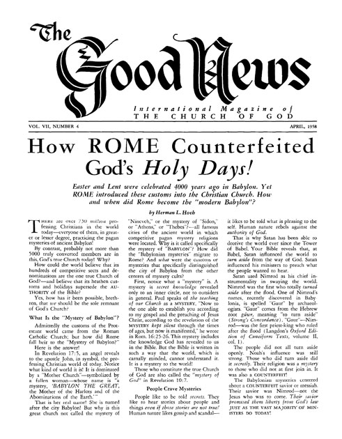 The Good News - 1958 April - Herbert W. Armstrong