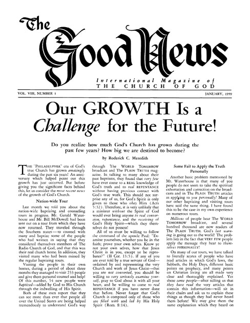 The Good News - 1959 January - Herbert W. Armstrong