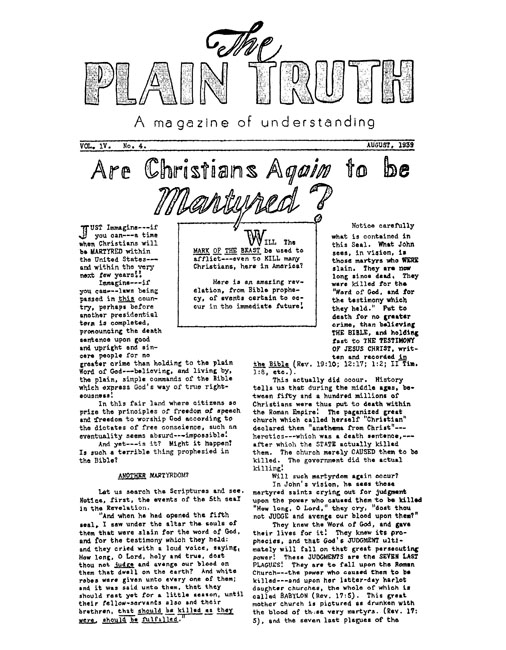 The Plain Truth - 1939 August - Herbert W. Armstrong