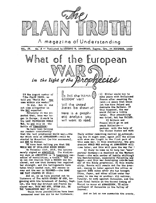 The Plain Truth - 1939 November - Herbert W. Armstrong