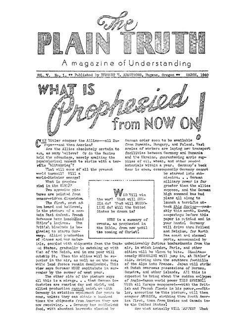 The Plain Truth - 1940 March - Herbert W. Armstrong