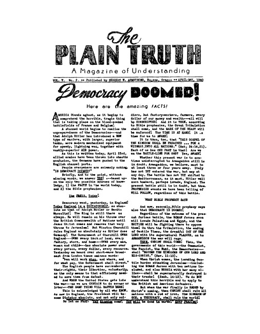 The Plain Truth - 1940 April-May - Herbert W. Armstrong