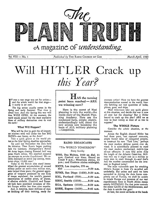 The Plain Truth - 1943 March-April - Herbert W. Armstrong