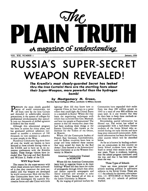 The Plain Truth - 1956 January - Herbert W. Armstrong